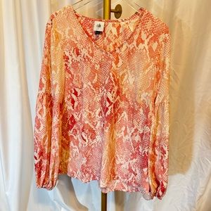 CAbi Bethany Snake Print top Blouse size Small
